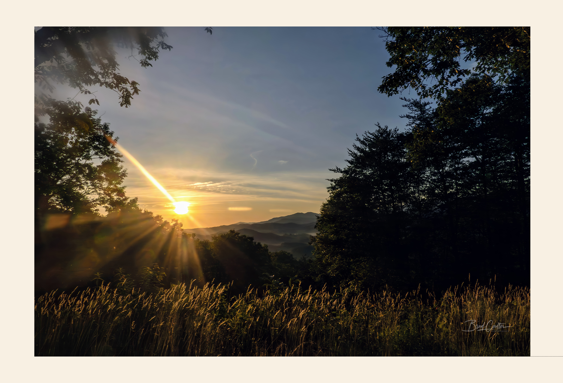 Sunrise postcard front - nature photography by Brad Coulter