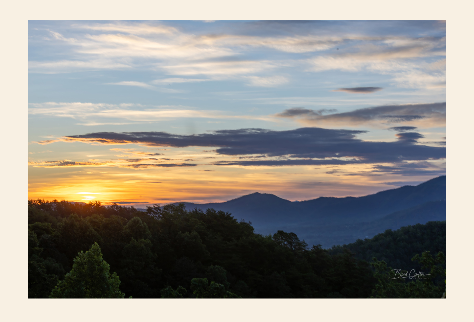 Sunset postcard front - nature photography by Brad Coulter